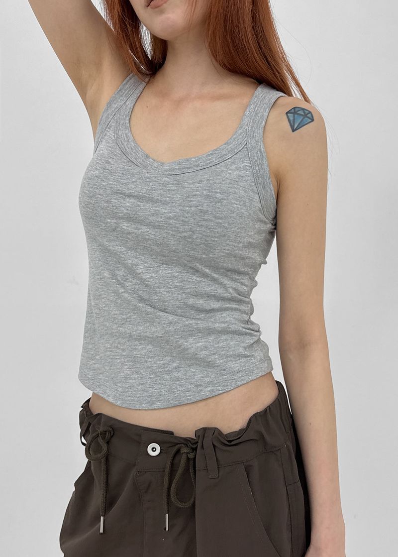 BLACKUP（ブラックアップ）の「[MADE] Herif Square U-Neck Sleeveless Top (Built-in Cap)（Tops）」