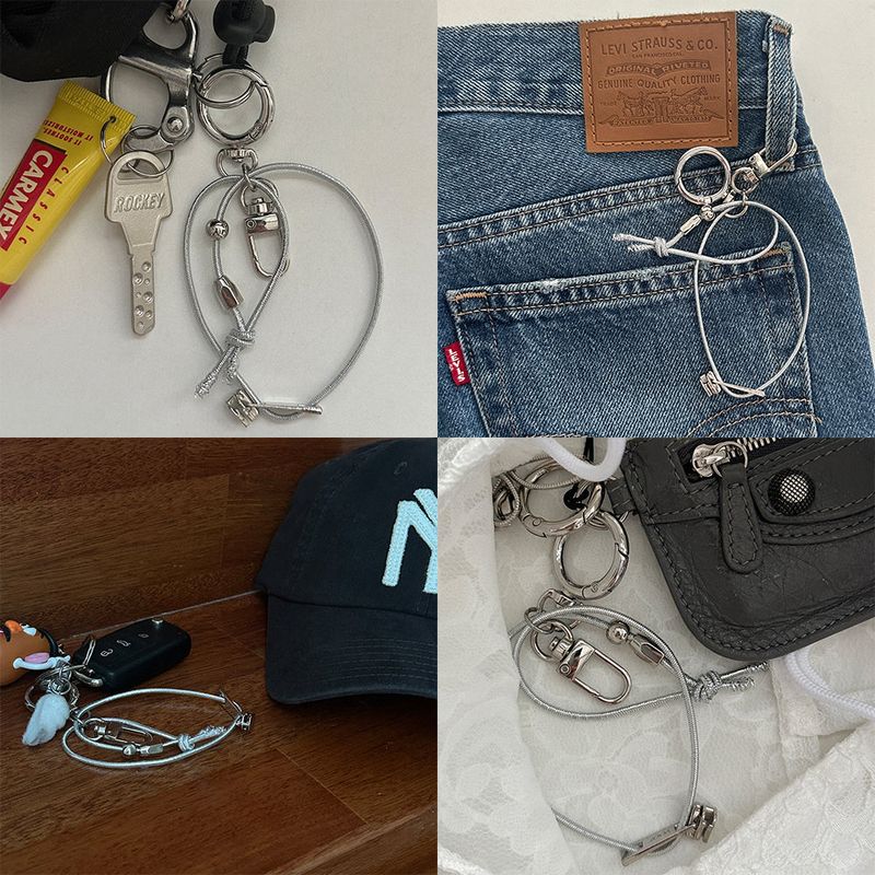 Double Cross Logo Zipper Keyring_Silver