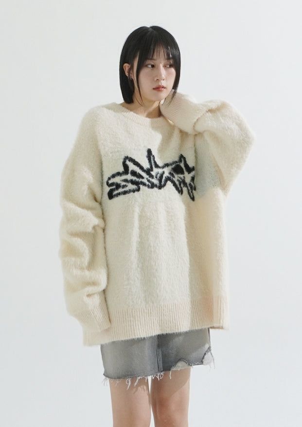 Wing angora touch knit