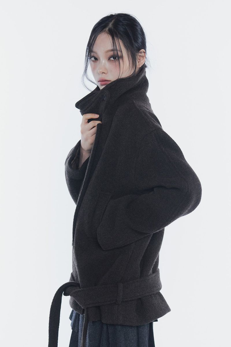 AMBER BELTED DOUBLE COAT brown