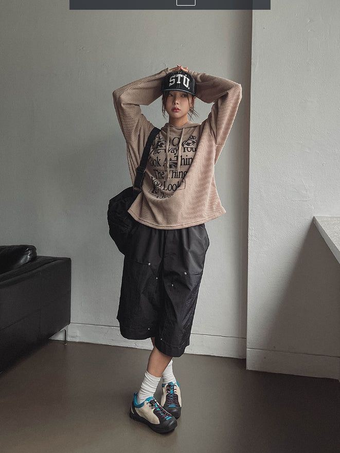 City Double Knee Rivet Bermuda Pants