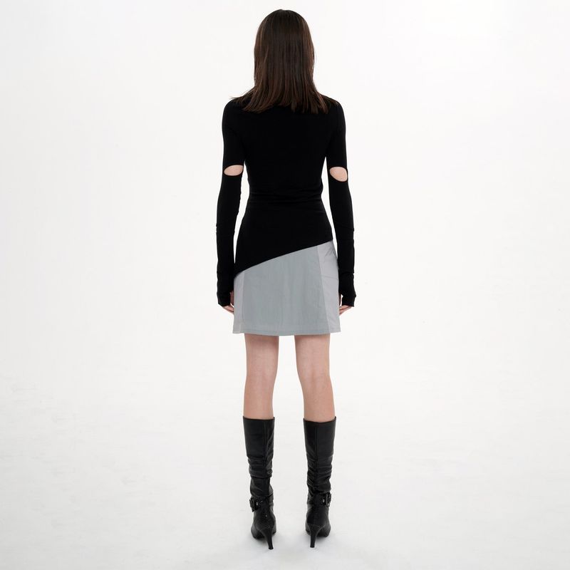CUTOUT ZIPPER TOP(BLACK)