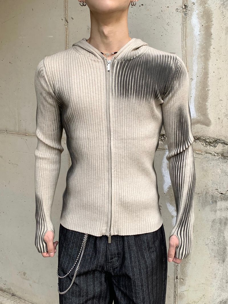 Kennen Spray Hooded Knit Zip-Up 2C