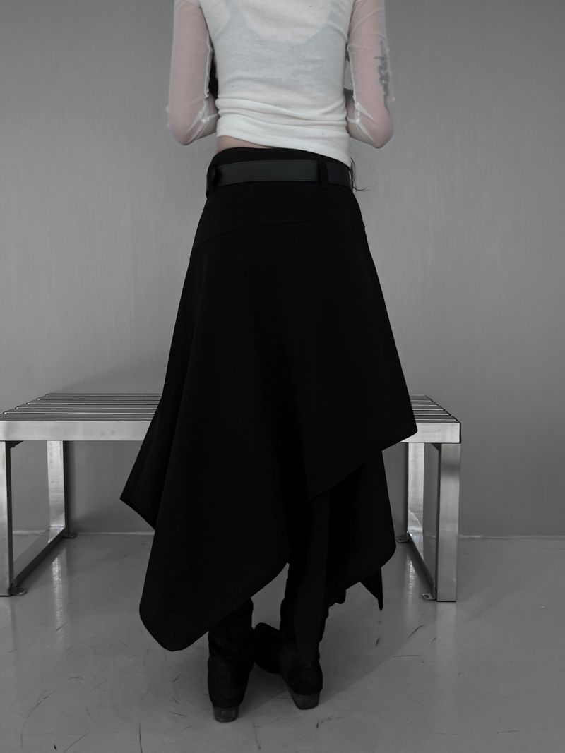 [set] belt shadow wrap skirt (2color)