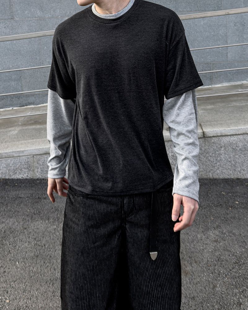 Mix Layered Long Sleeve T-Shirt
