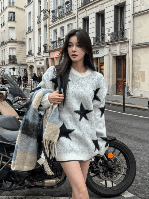 ULAN（ユレン）の「Star loose fit brush knit（Tops）」
