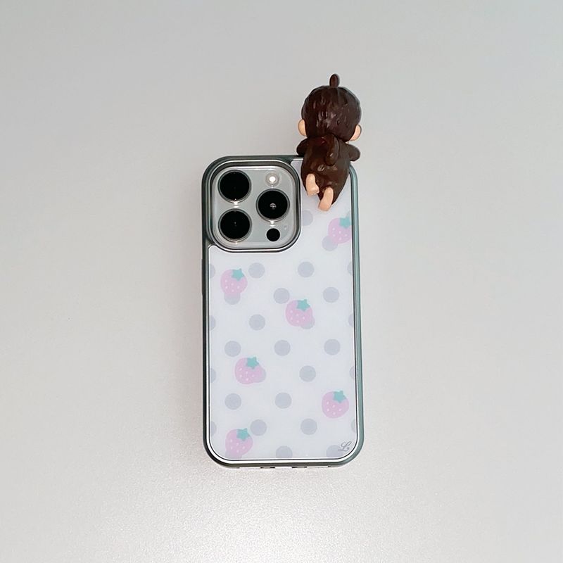 [MADE] STRAWBERRY DOT PHONE CASE (glass silver bumper)