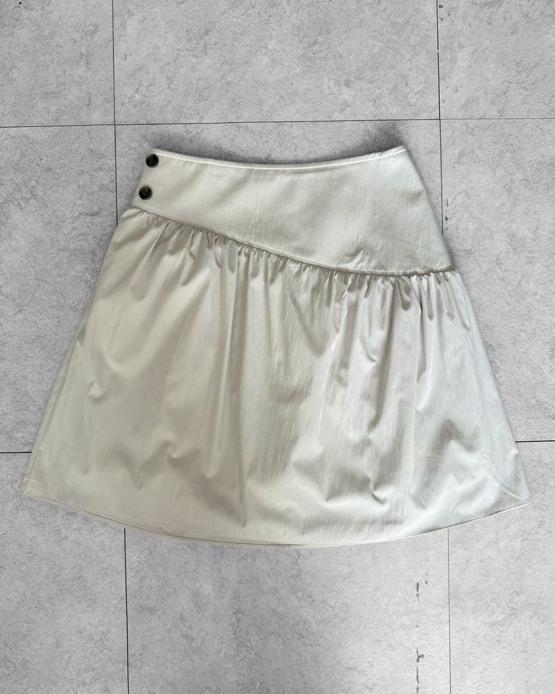 SLOW BUTTON FLARE MIDI SKIRT