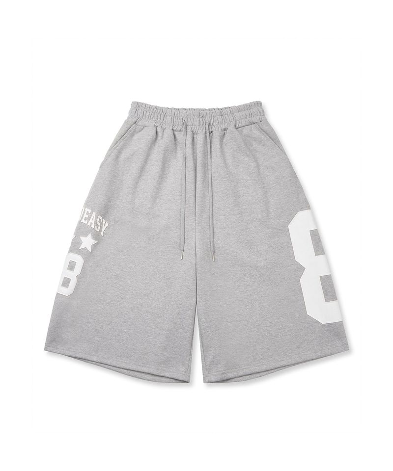 Numbering Patch Bermuda Sweat Pants - Gray
