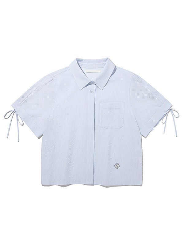 KIRSH（キルシー）の「COLLECTION CROP SEERSUCKER SHORT SHIRT [SKY]（Tops）」