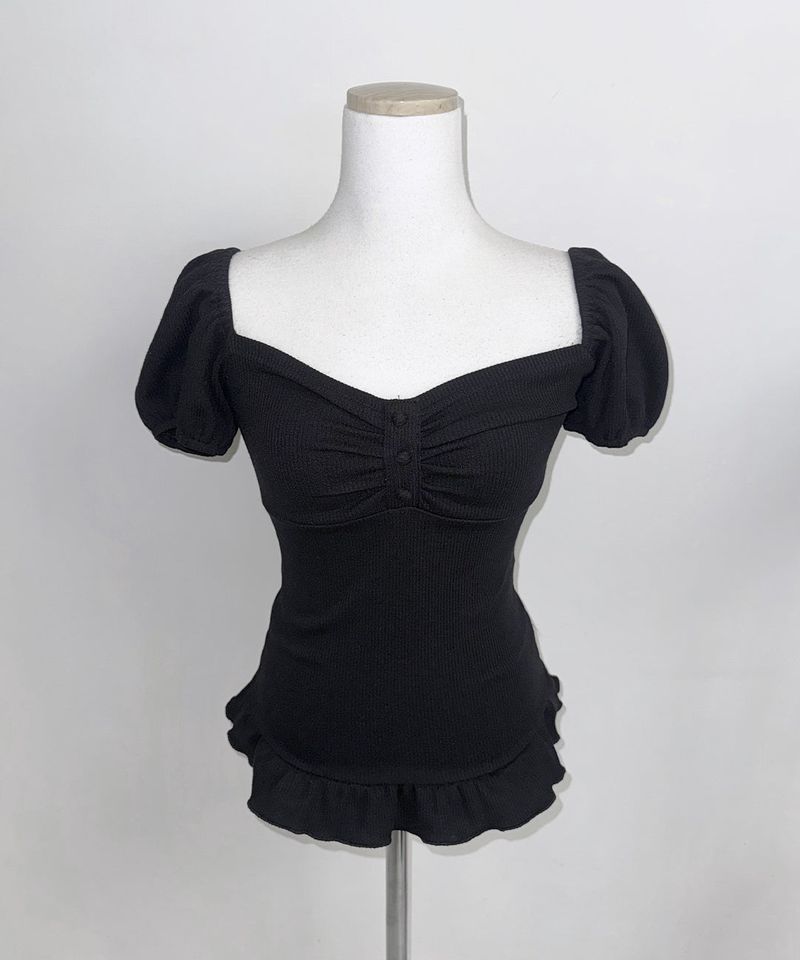 ribbon puff top (3colors)