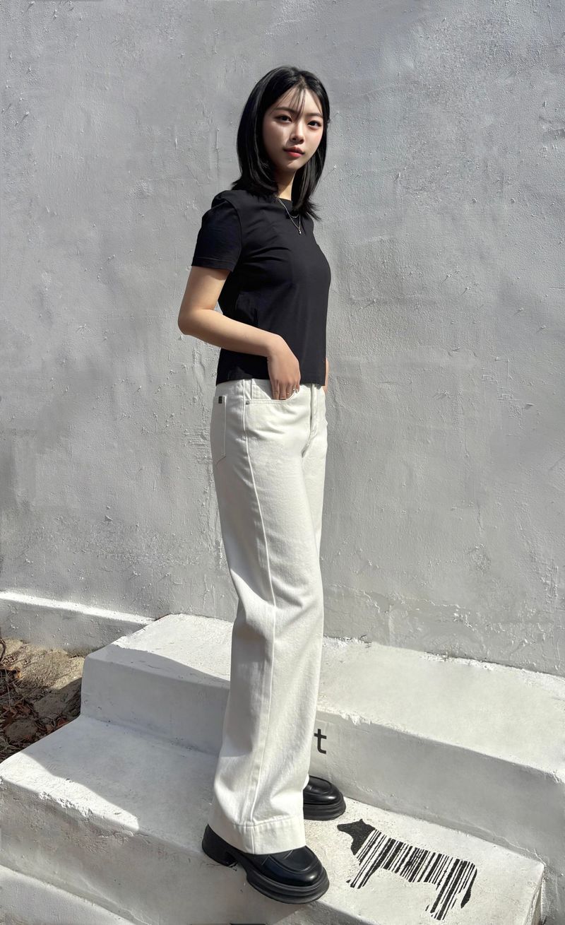 HEMLINE WHITE DING DENIM PANTS code 25010