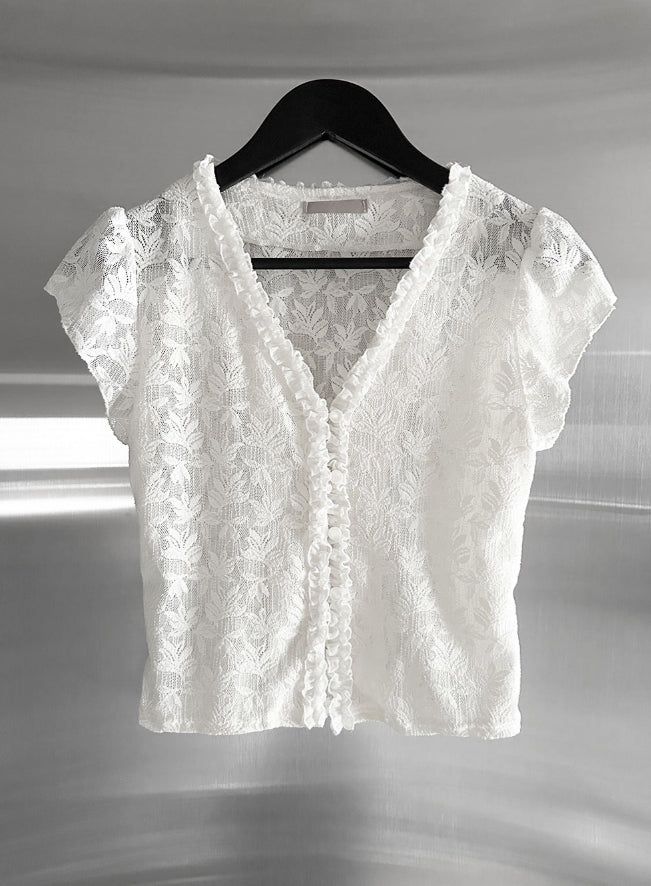 Leaf Jacquard See-through Lace Cardigan