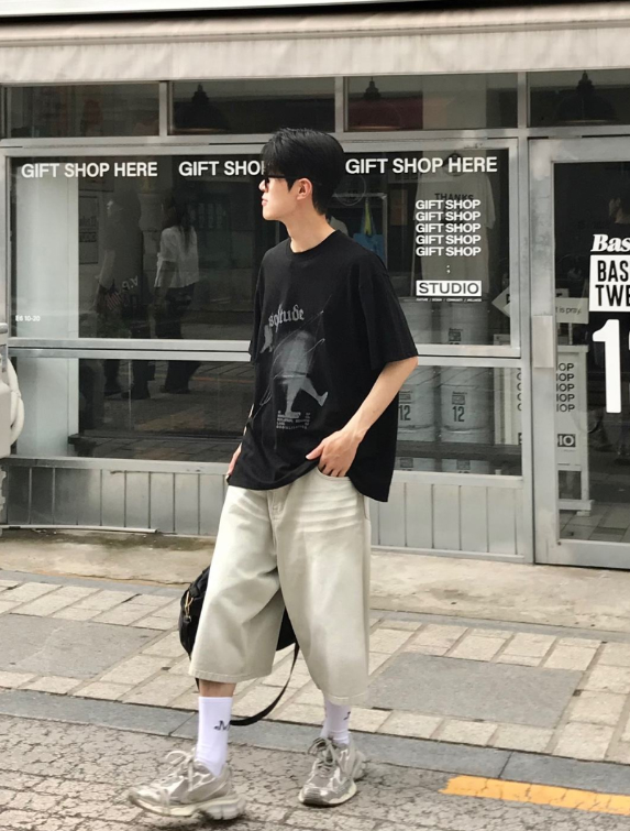 Whiskers bermuda denim pants