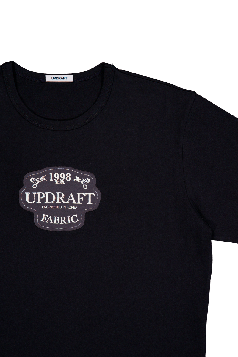 [UPDRAFT]APPLIQUE COTTON T-SHIRT BLACK