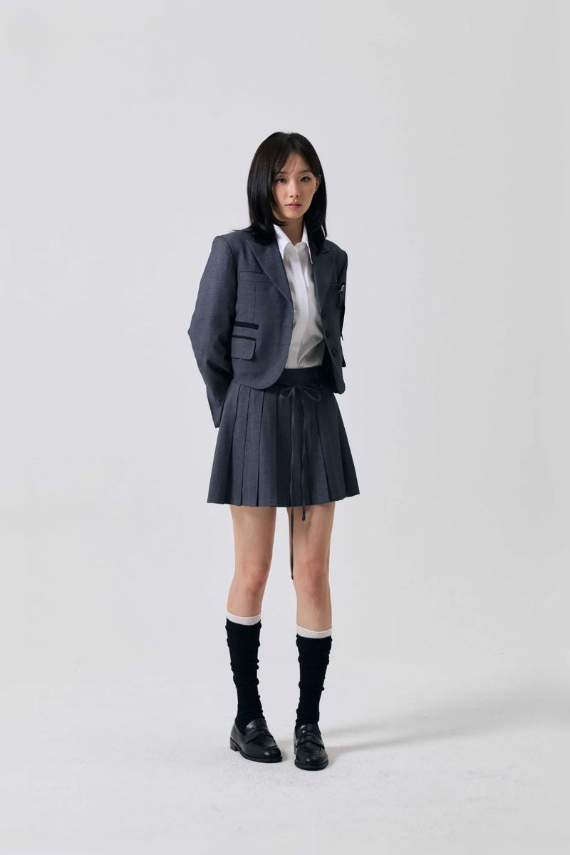 SWAN PLEATS SKIRT PANTS / CHARCOAL