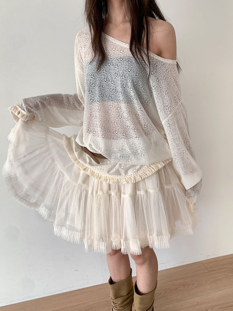POM CHIFFON SKIRT (2C)