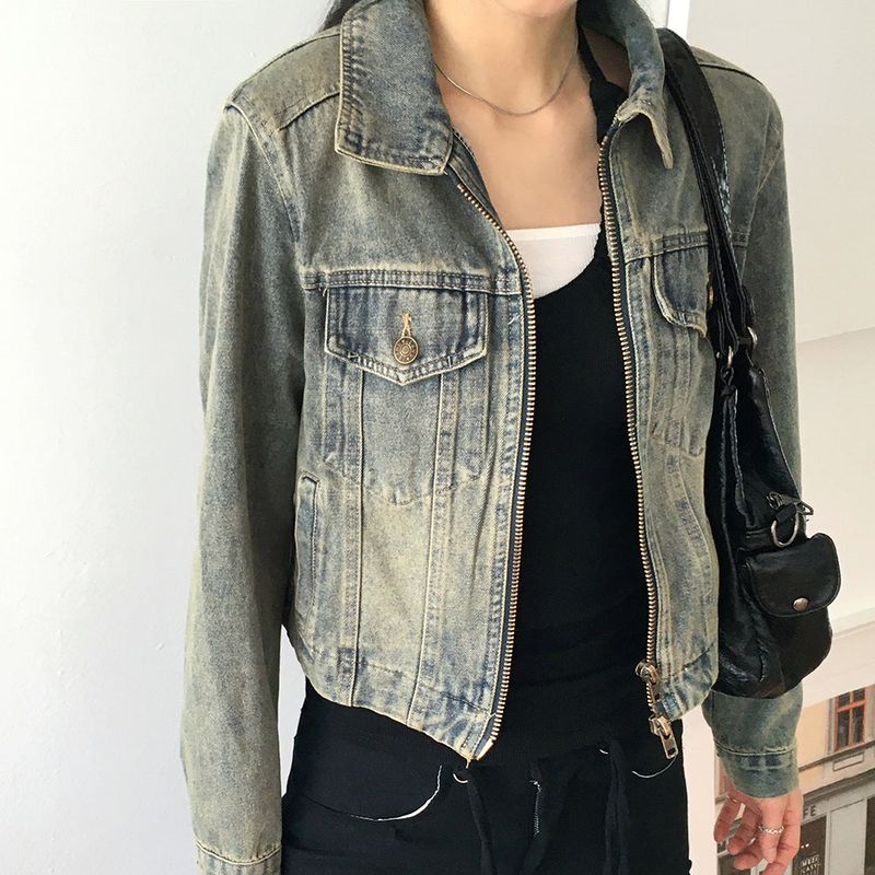 Bate vintage Y2K washed two-way denim jacket