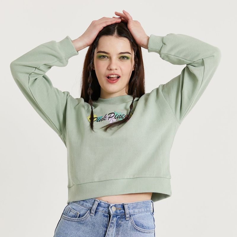 PINK PINEAPPLE（ピンクパイナップル）の「FLOWER LETTERING SWEAT SHIRT（Tops）」