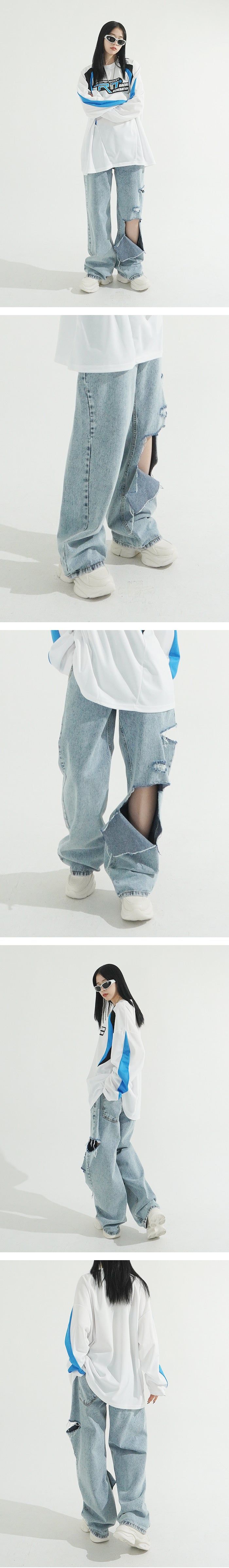 Washing Snow Wide Denim PT