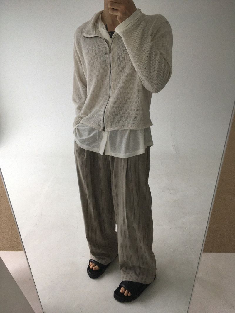 stripe banding rayon slacks(2colors)