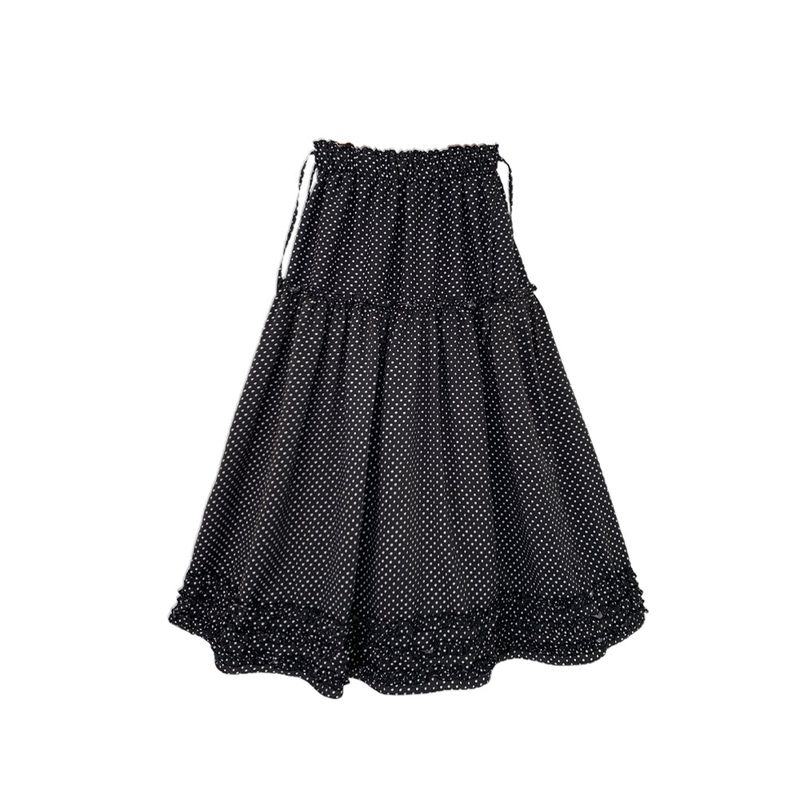Vicky Frill Long skirt (dot black)
