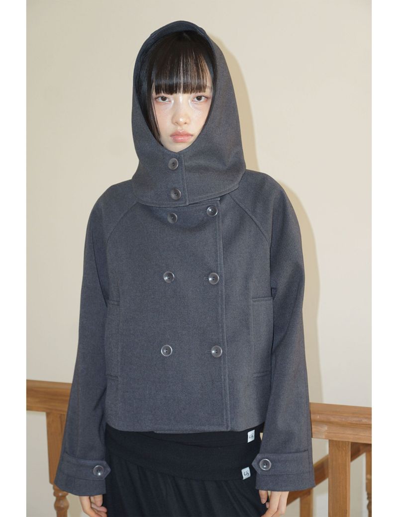 SOFT HOODED COAT(CHARCOAL)