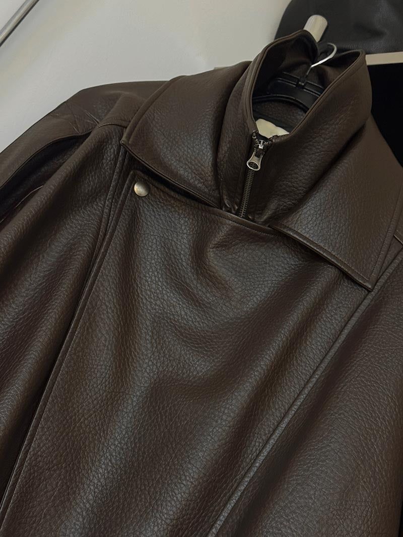 ASCLO Saint Double Collar Leather Jacket (2color)