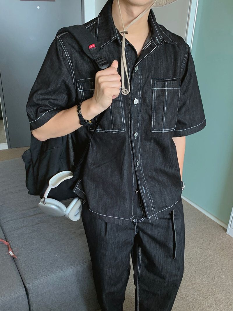 Tension Crush Linen Half Denim Jacket (2color)
