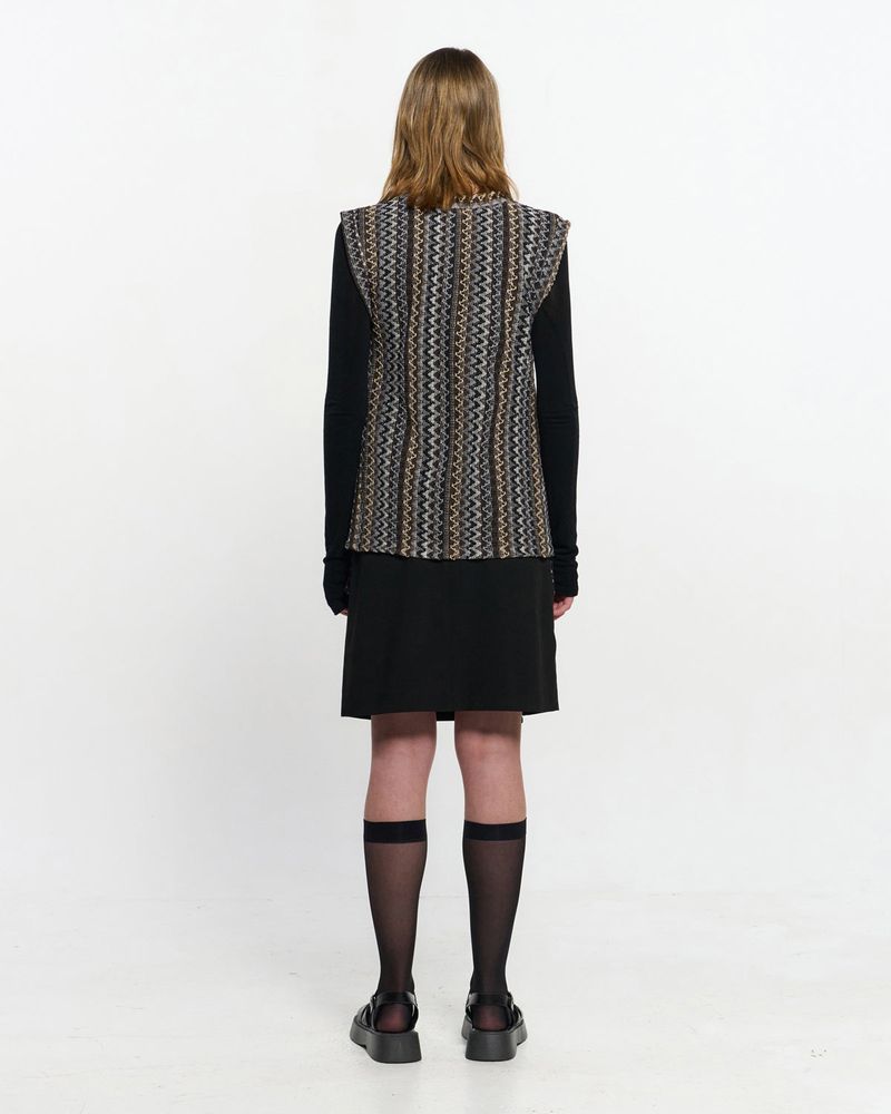  V neck knit Vest _ BROWN