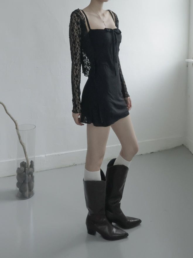 Muse Embossed See-through Lace Cardigan