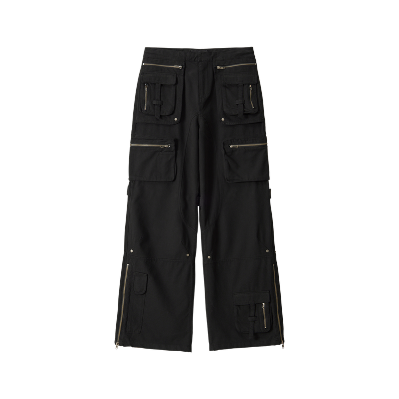 Lowrise Washed Curve Cargo Pants - BLACK