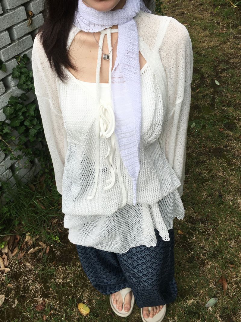 Airy Ribbon Tie Bolero (4c)