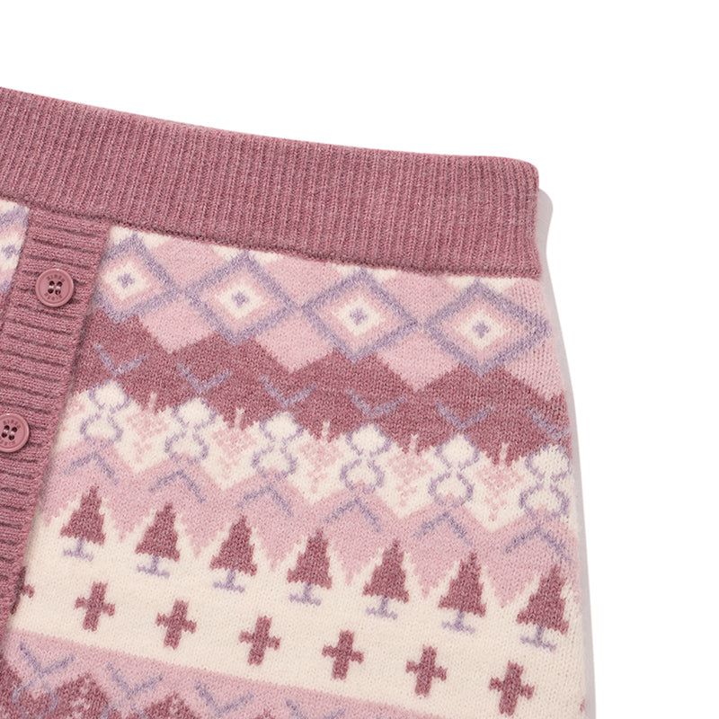 FAIR ISLE KNIT MINI SKIRT [SALMON]