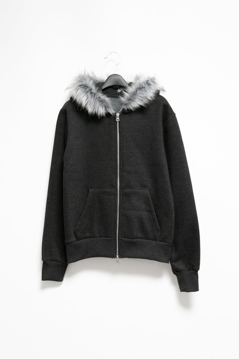 trimming fur hood zip-up(2colors)
