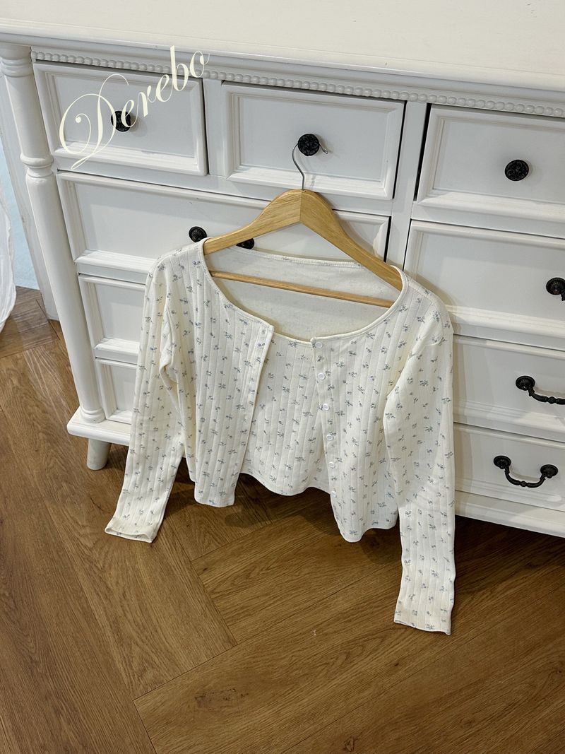 Lovely flower cardigan sleeveless two-piece set