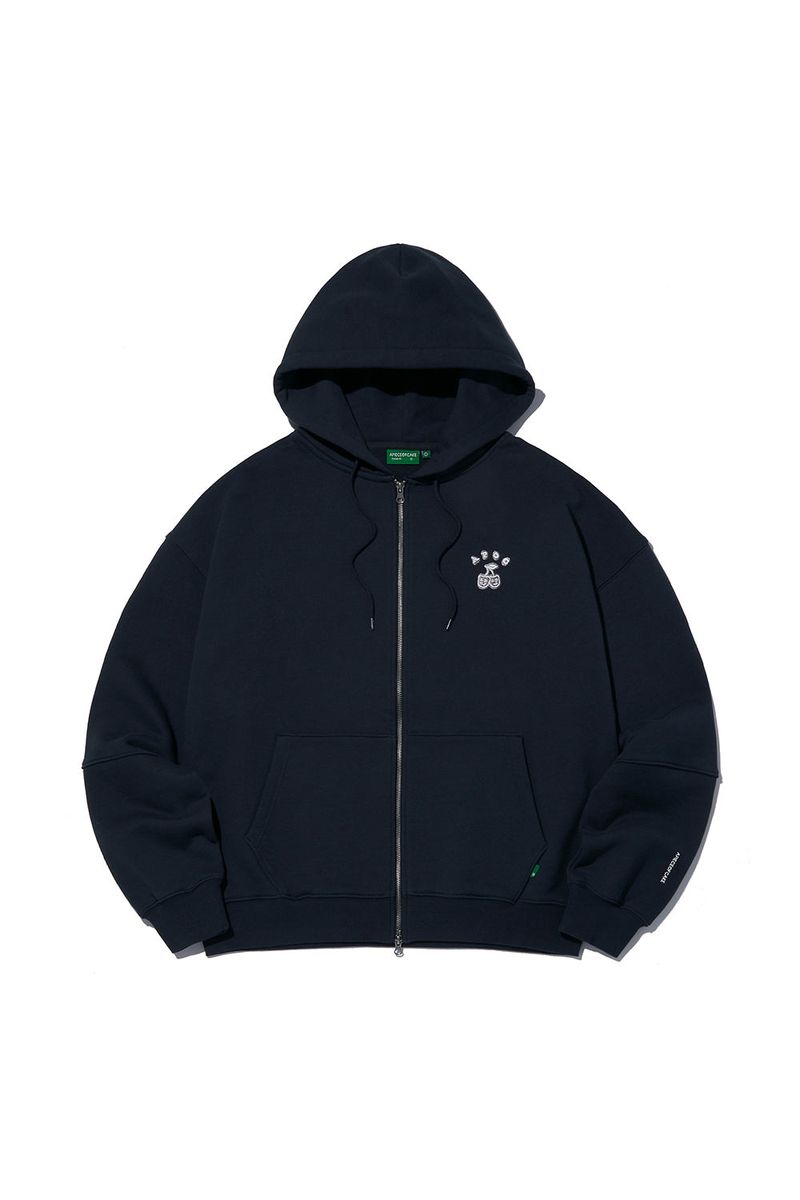 Cherry Bear Hood Zipup_Navy