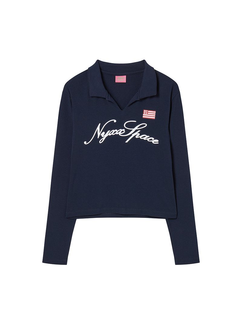 SLIM COLLAR L/S (NAVY)