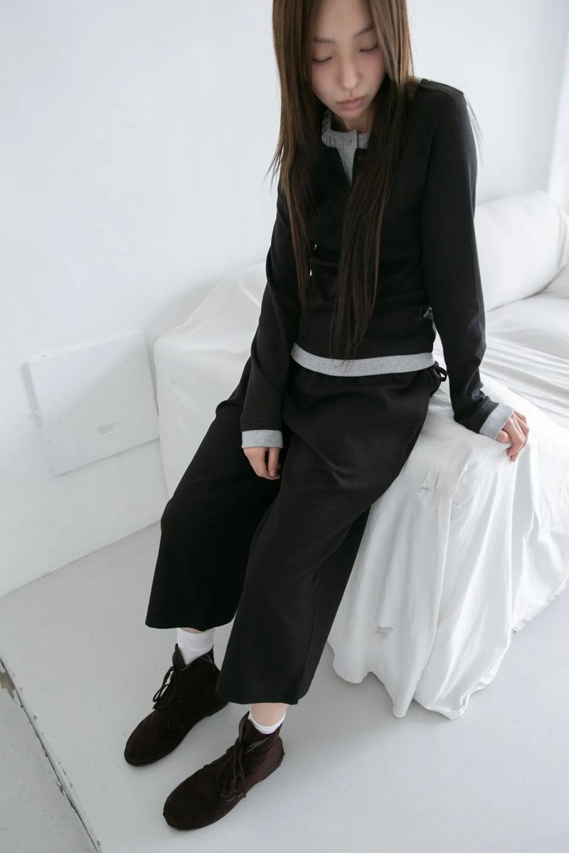 strap banding cotton capri pants(2colors)