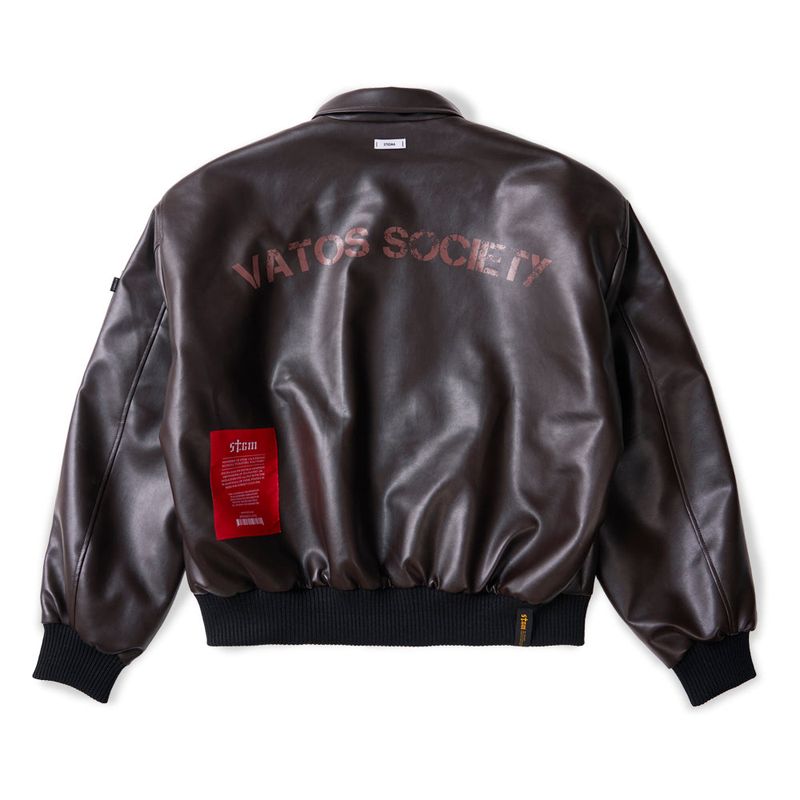 A-2 OVERSIZED CROP FAUX LEATHER JACKET