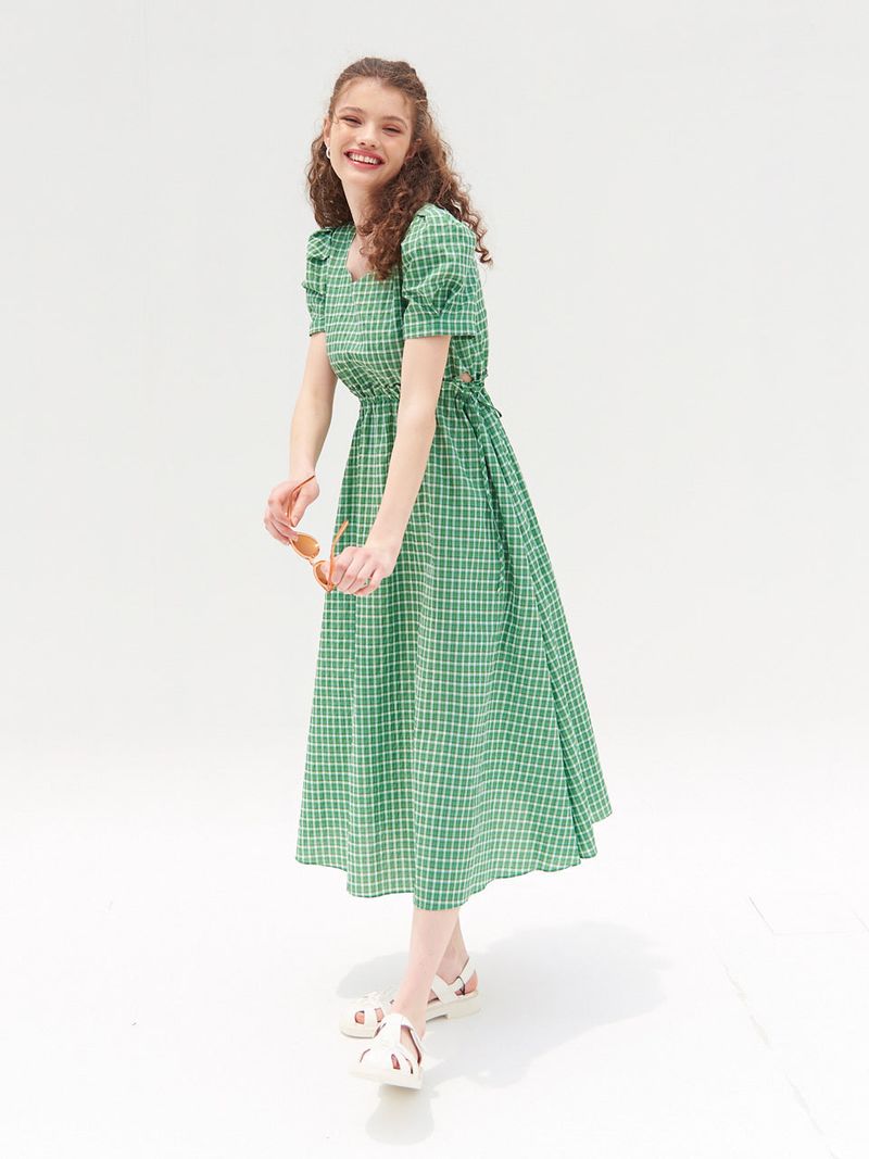 vem.ver(ベムバー)の「JOLIE PUFF SLEEVES ONEPIECE_GREEN(Dresses)」