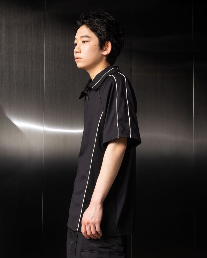 Piping Half Zip-Up Jersey (Black)