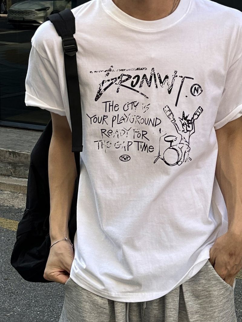 Vintage drum punk short-sleeve tee
