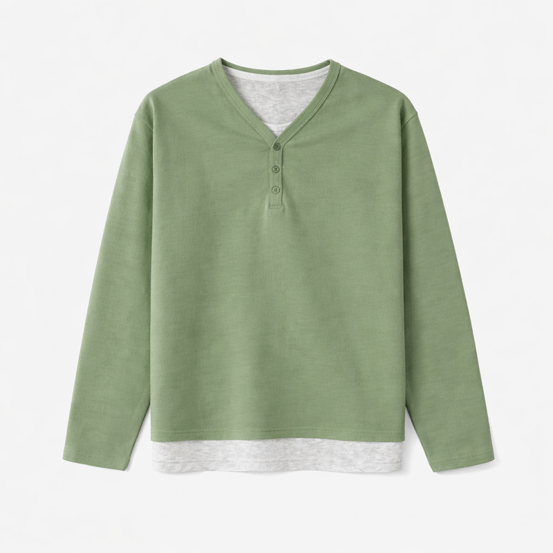 Port button layered knitwear