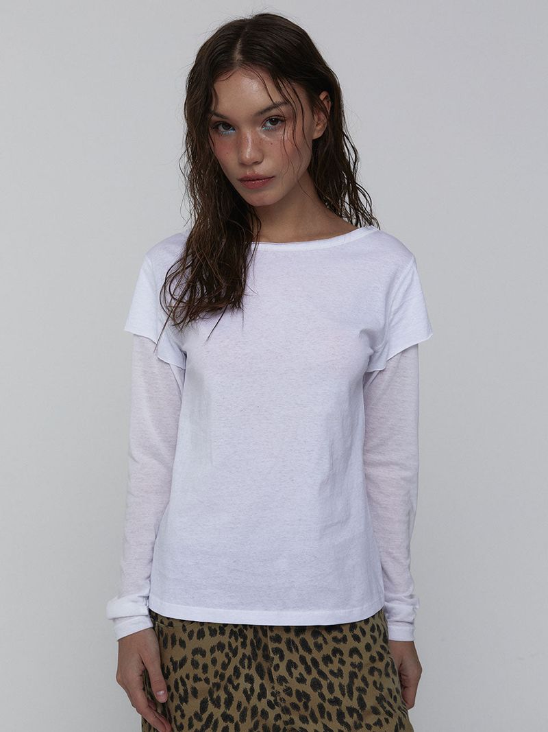 Layered Long Sleeve Top_White