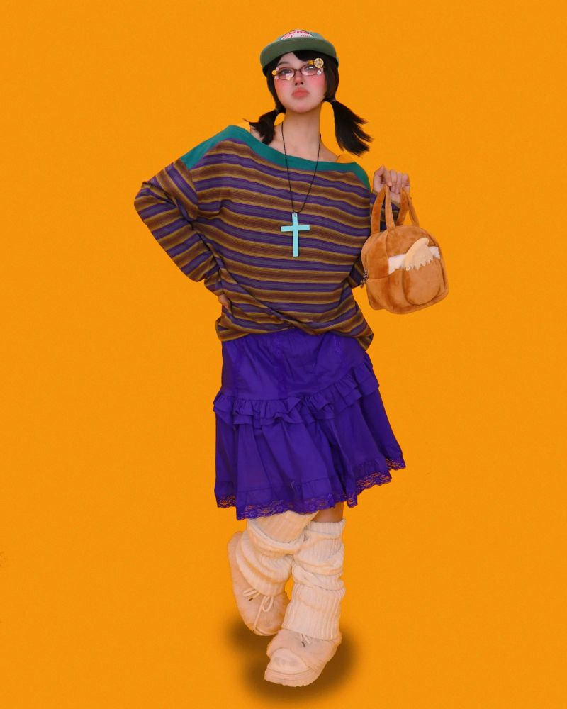 Aoi striped box long T (2color)