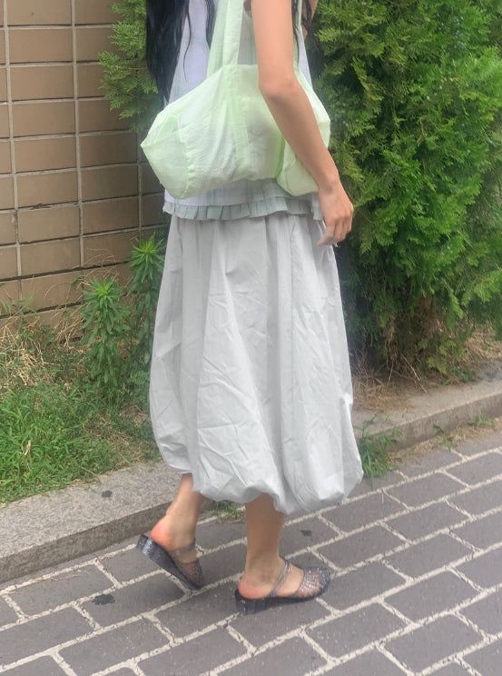 Honoka Pintuck Balloon Banding Midi Skirt