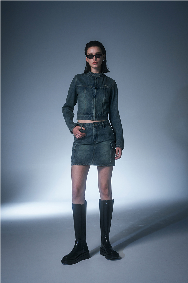 ODDSTUDIO（オッドスタジオ）の「Sand Washing Cargo Denim Mini Skirt（Skirts）」