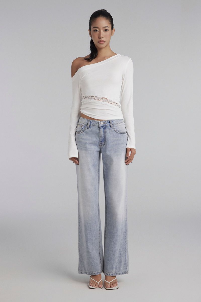 Krystal Clean Straight Low Jeans, Light Blue