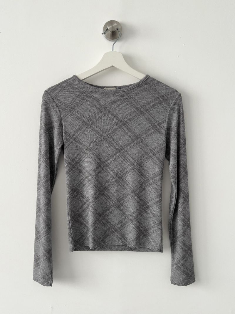 Checked Slim Long Sleeve T-shirt